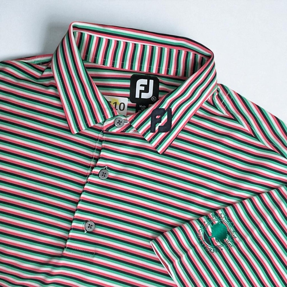 FootJoy FJ Men's Size XL‎ Polo Shirt  Golf  Short Sleeve Multicolor Stripe LOGO